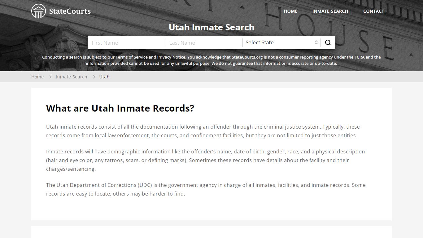 Utah Inmate Search, Prison and Jail Information - StateCourts