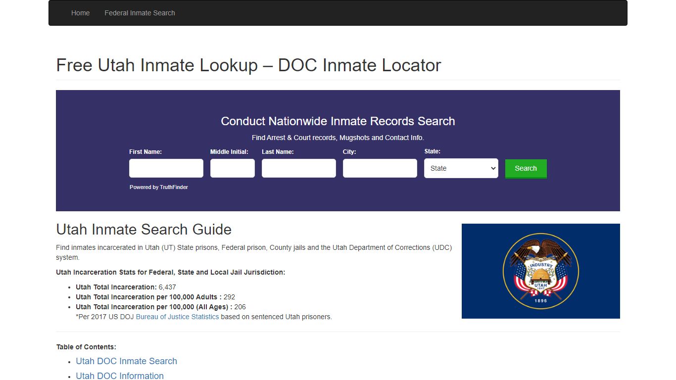 Utah Inmate Search - UT Department of Corrections Inmate ...